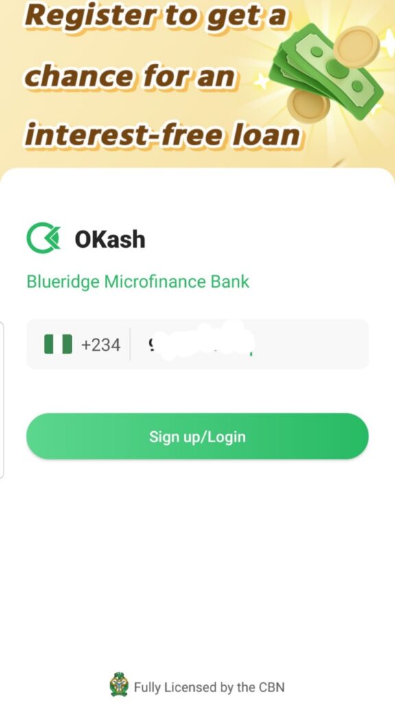 Sign up OKash 